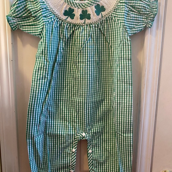 New Smocked St Patrick's Day Bubble Romper - Picture 10 of 14